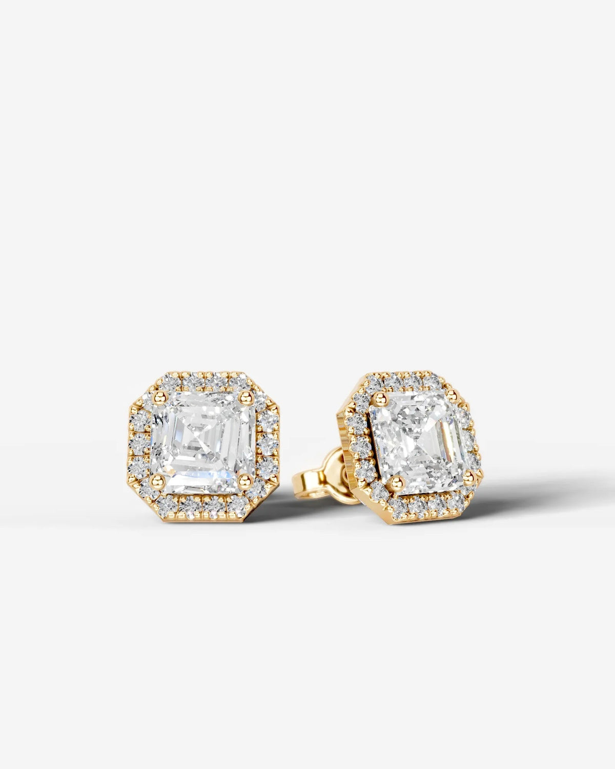 Ophelia Lab Grown Diamond Earrings Asscher - Yellow Gold