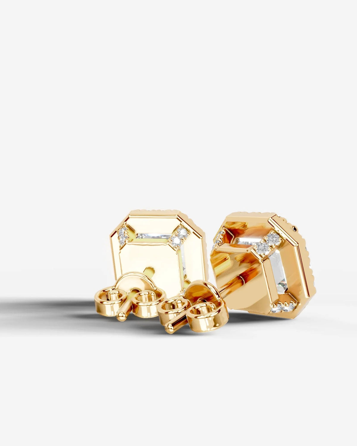 Ophelia Lab Grown Diamond Earrings Asscher - Yellow Gold