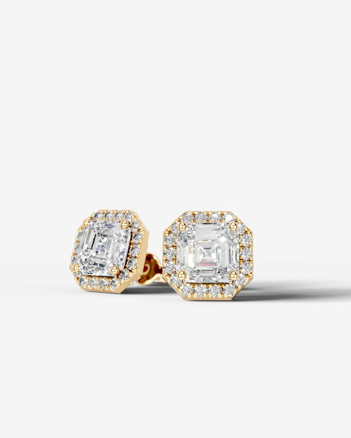 Ophelia Lab Grown Diamond Earrings Asscher - Yellow Gold