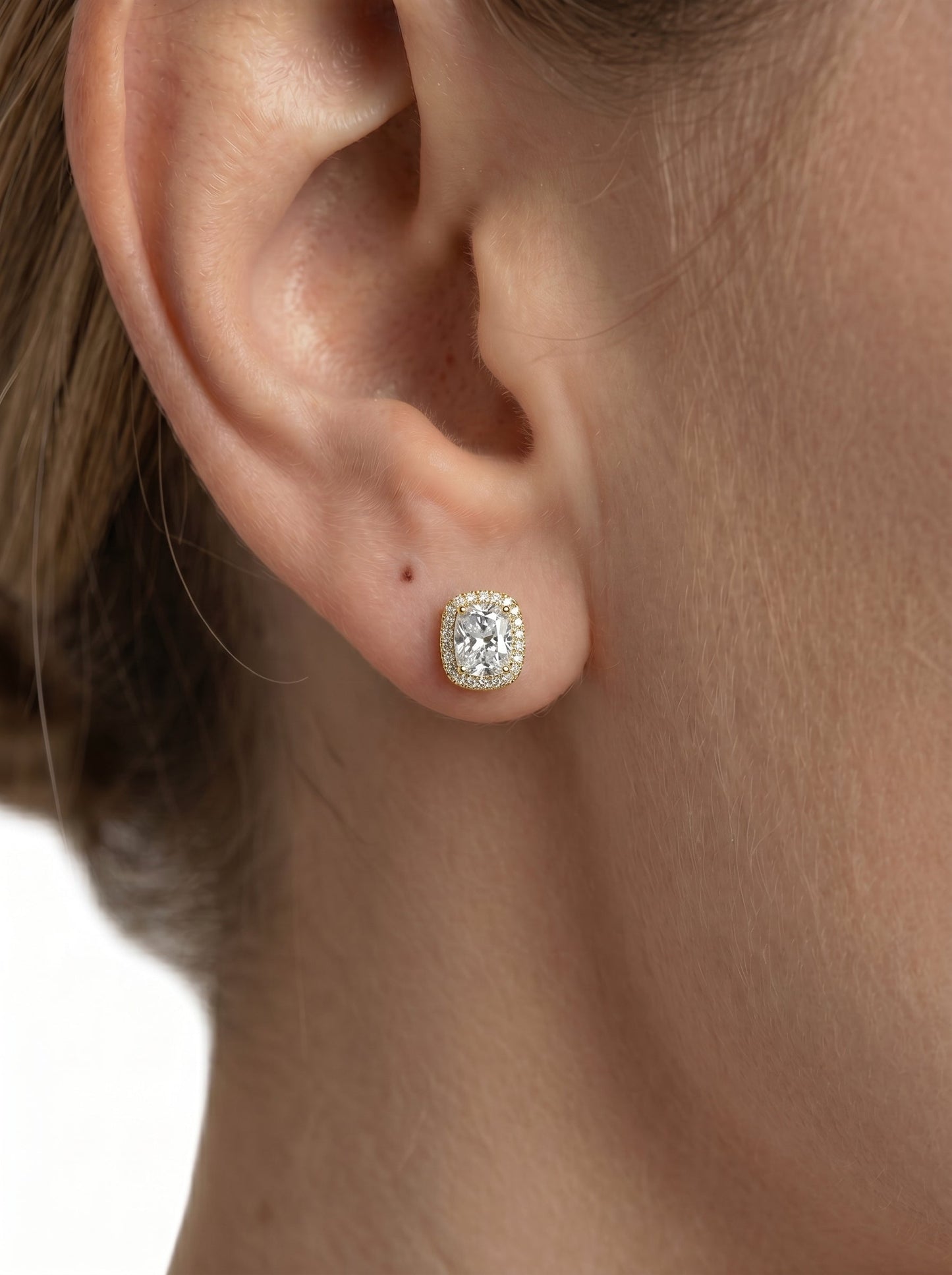 Ophelia Lab Grown Diamond Earrings Elongated Cushion - Yellow Gold