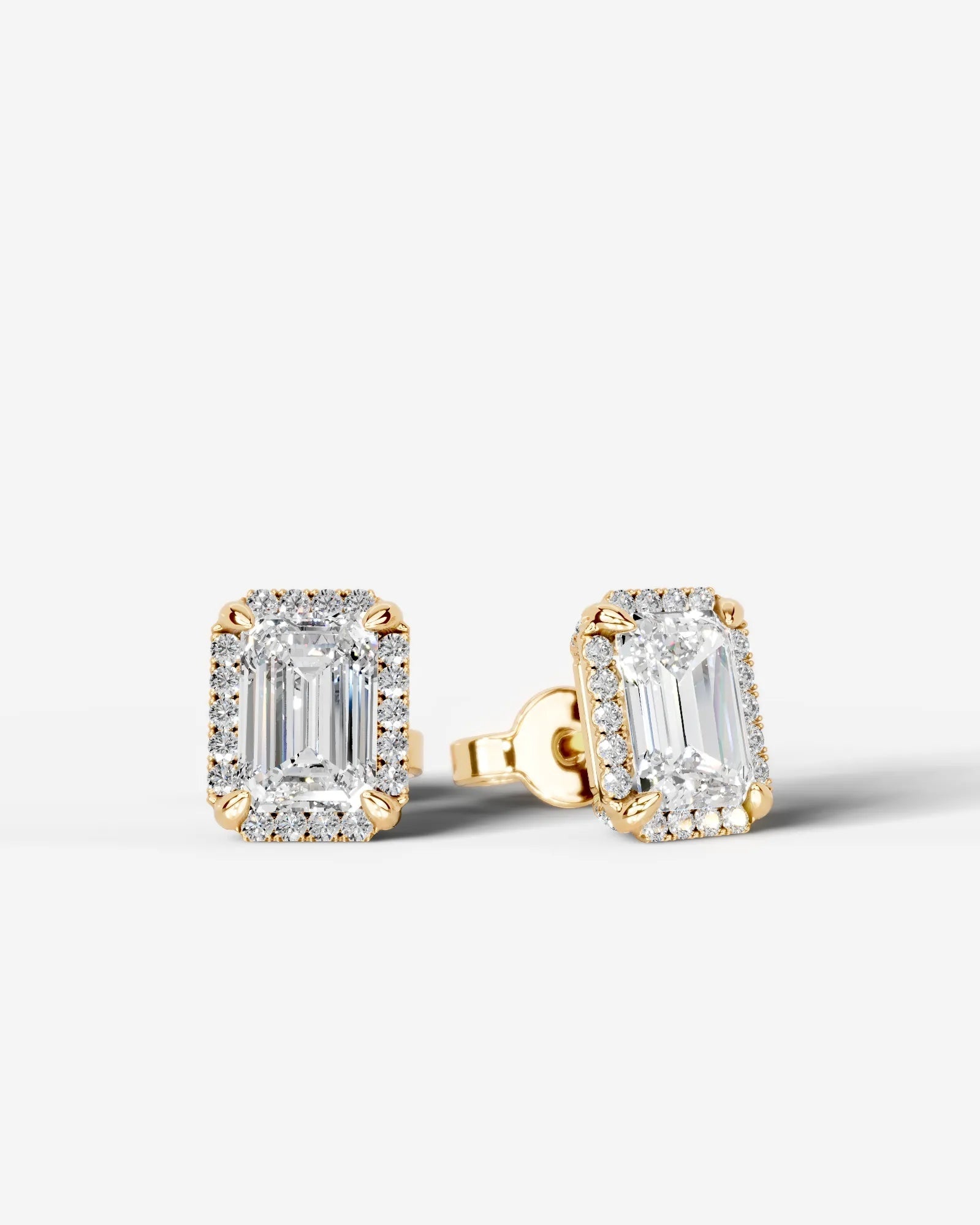 Ophelia Lab Grown Diamond Earrings Emerald - Yellow Gold