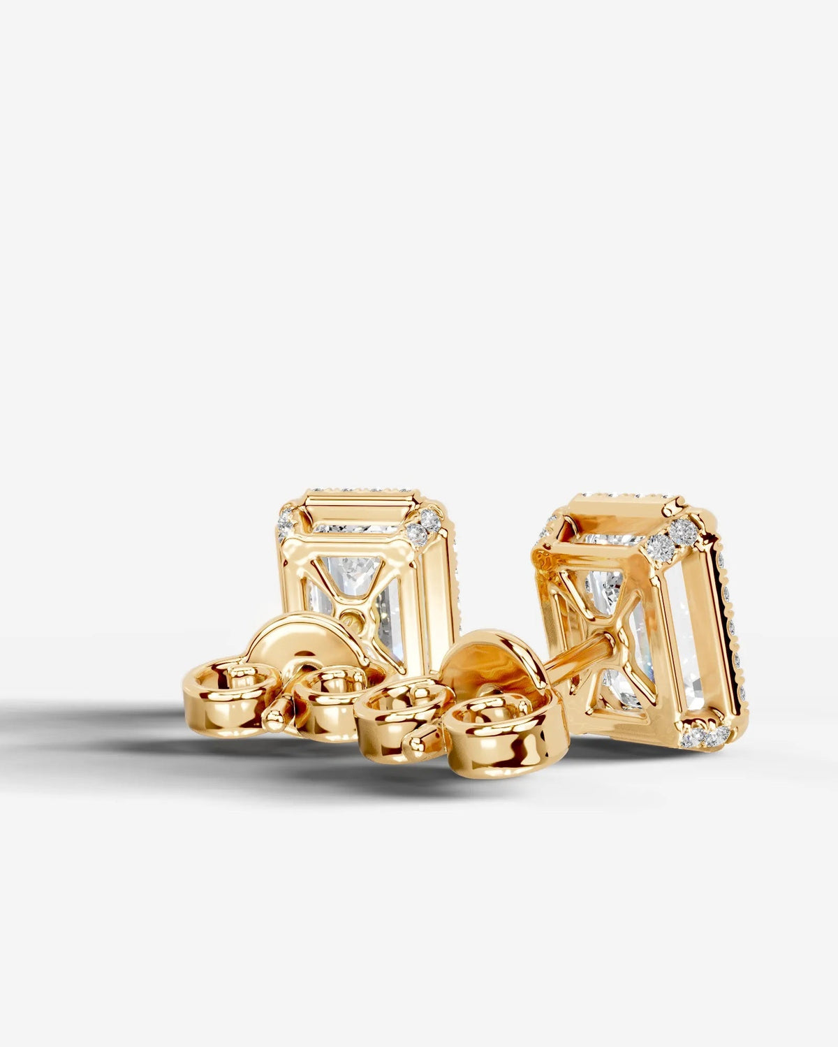 Ophelia Lab Grown Diamond Earrings Emerald - Yellow Gold