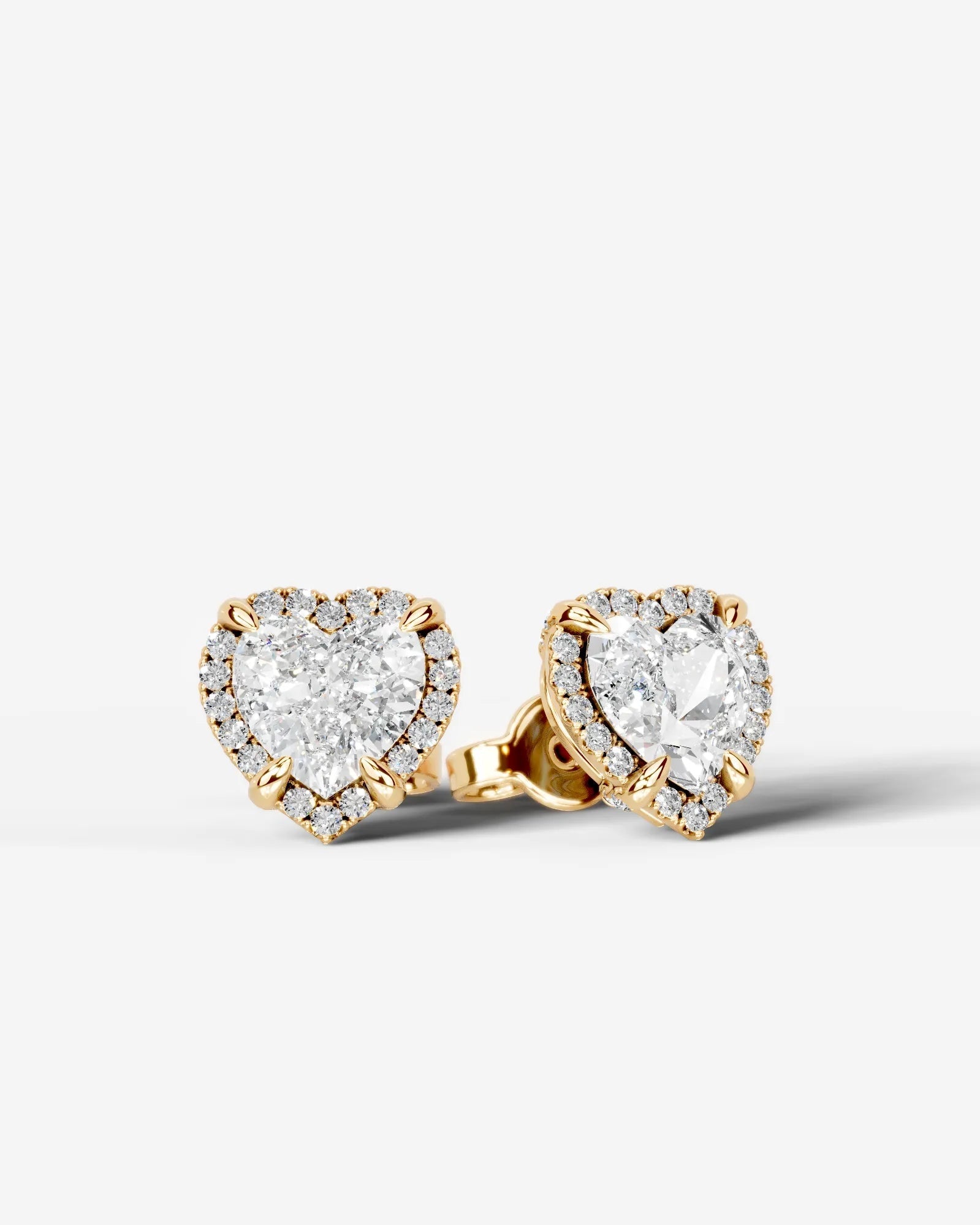 Ophelia Lab Grown Diamond Earrings Heart - Yellow Gold
