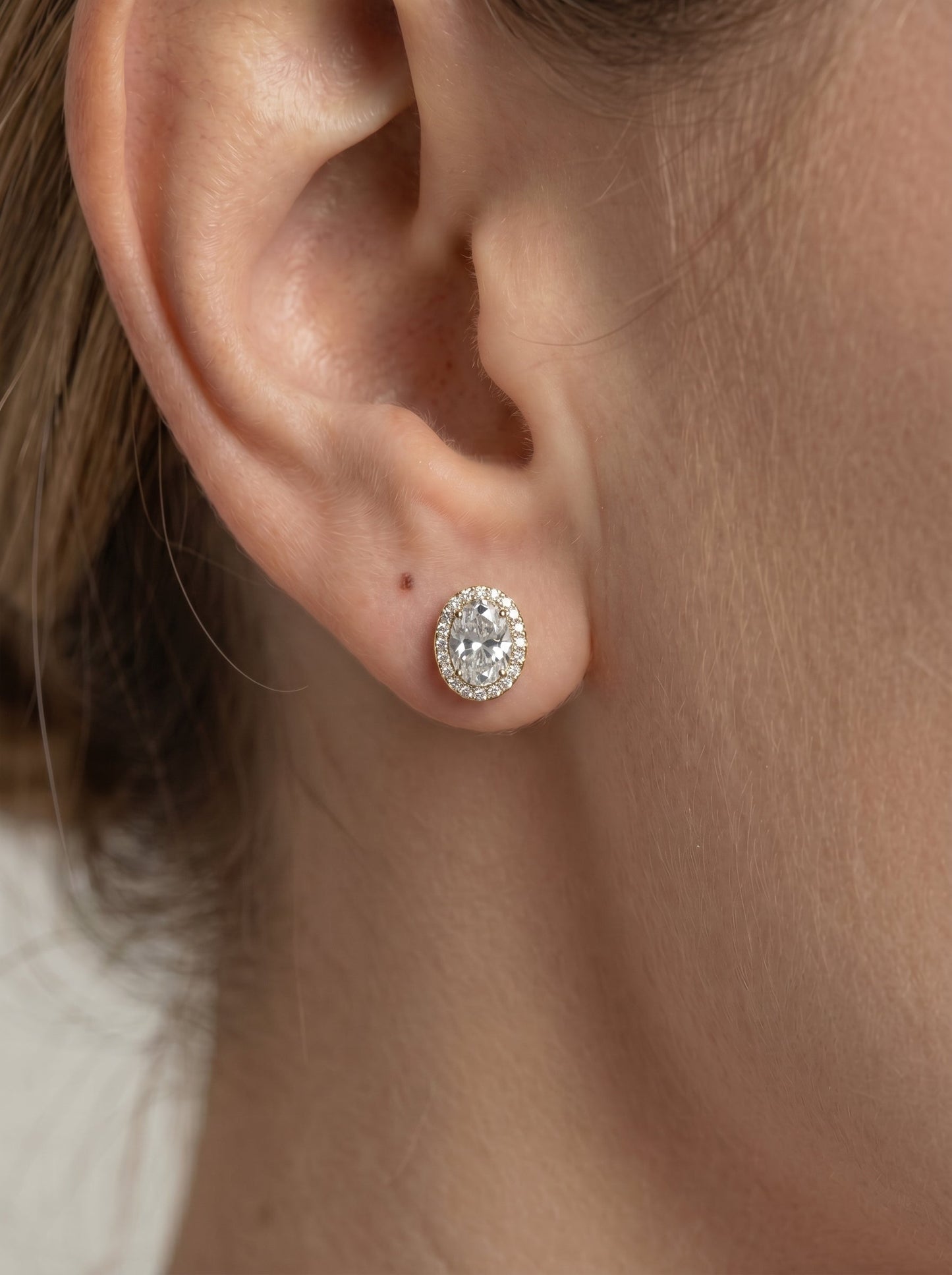Ophelia Lab Grown Diamond Earrings Oval - Yellow Gold