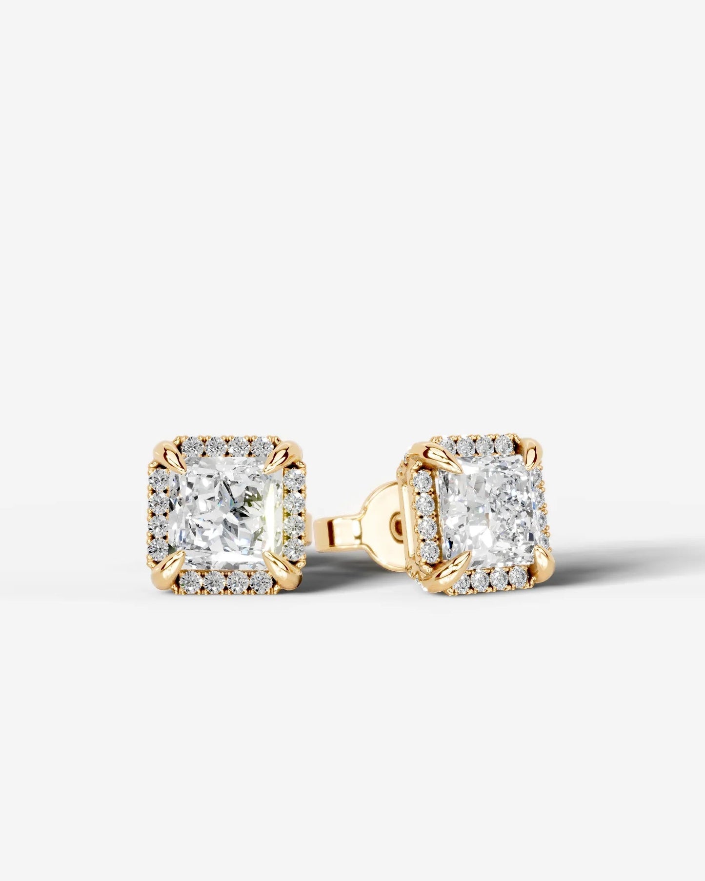 Ophelia Lab Grown Diamond Earrings Princess - Yellow Gold