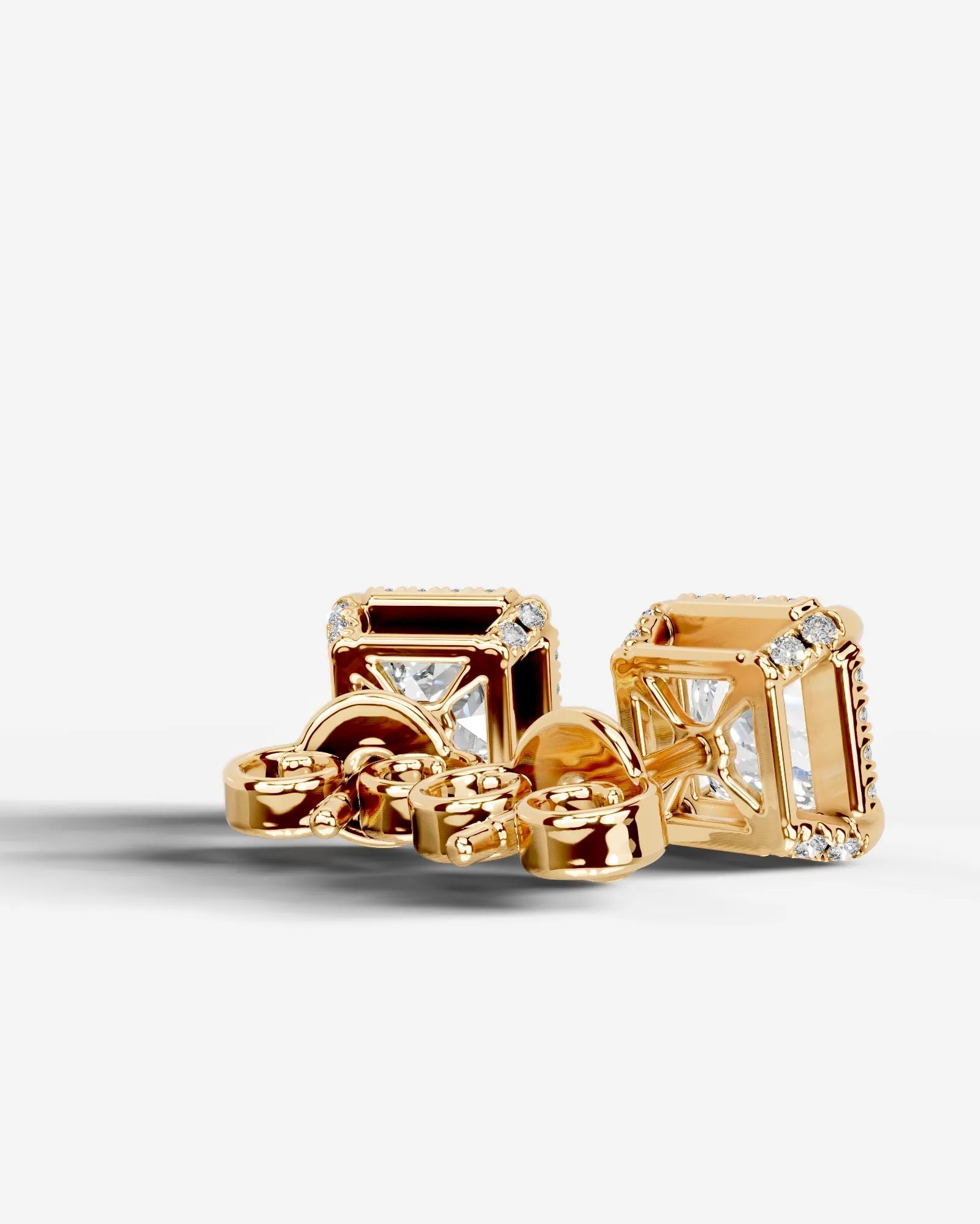 Ophelia Lab Grown Diamond Earrings Princess - Yellow Gold