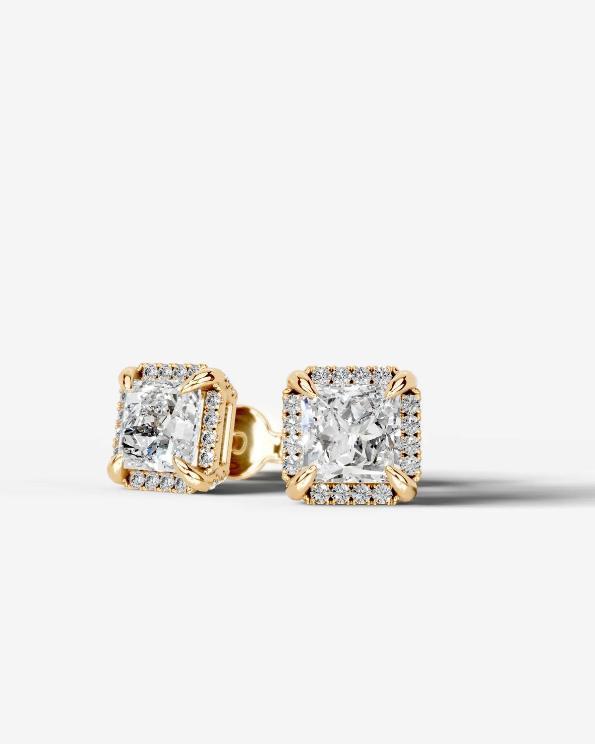 Ophelia Lab Grown Diamond Earrings Princess - Yellow Gold