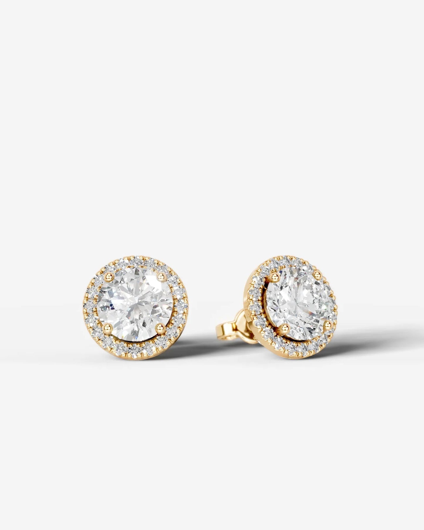 Ophelia Lab Grown Diamond Earrings Round - Yellow Gold