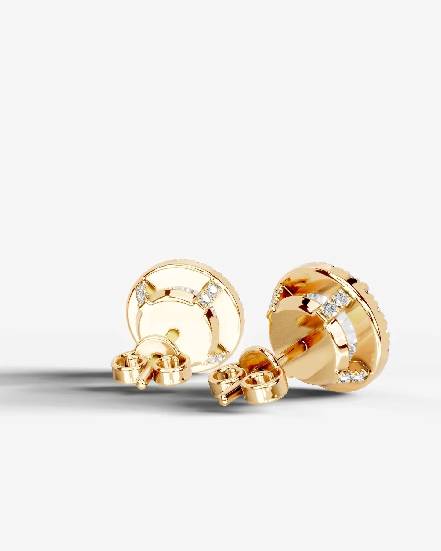 Ophelia Lab Grown Diamond Earrings Round - Yellow Gold
