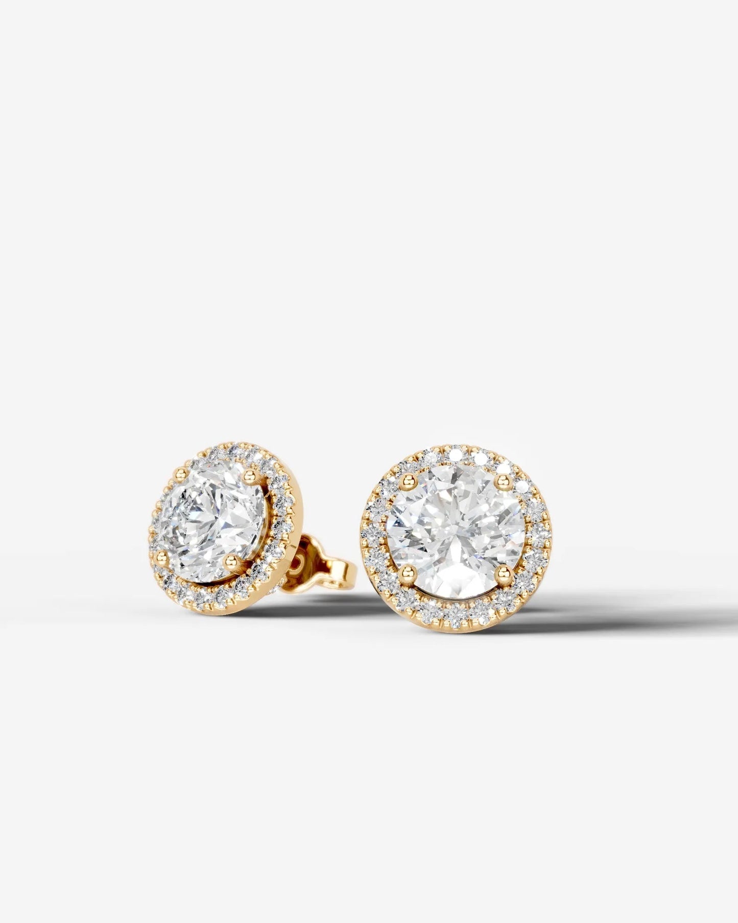 Ophelia Lab Grown Diamond Earrings Round - Yellow Gold