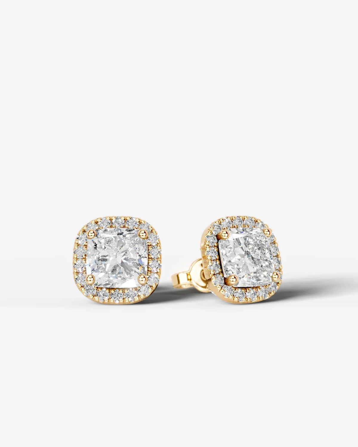 Ophelia Lab Grown Diamond Earrings Square Cushion - Yellow Gold