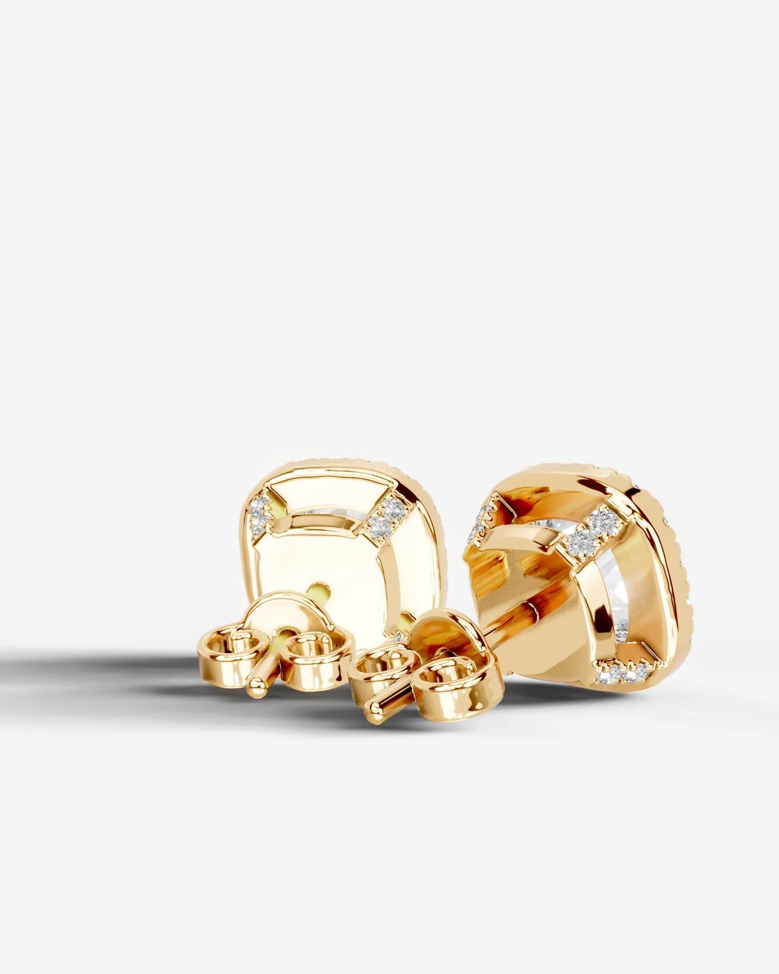 Ophelia Lab Grown Diamond Earrings Square Cushion - Yellow Gold