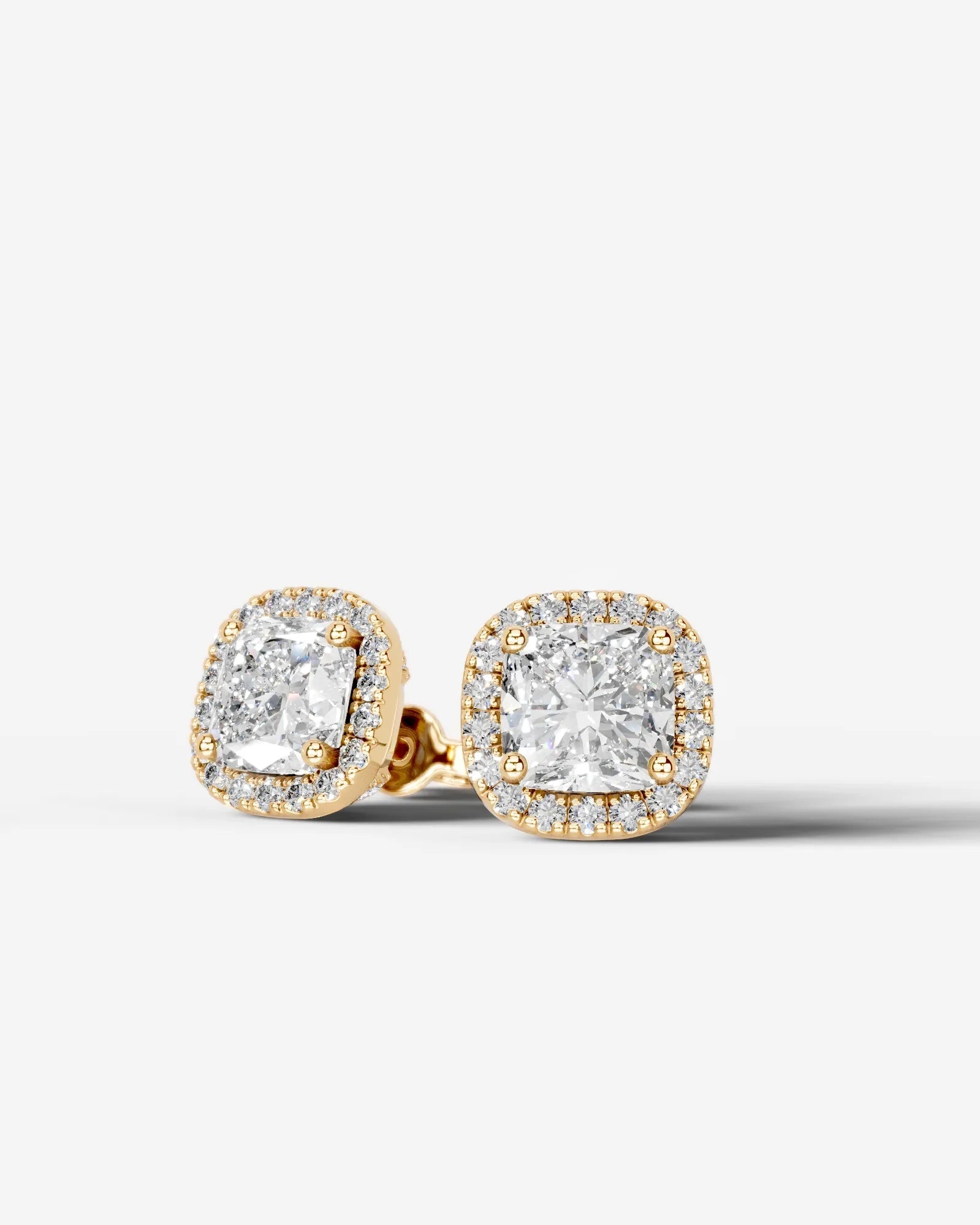 Ophelia Lab Grown Diamond Earrings Square Cushion - Yellow Gold