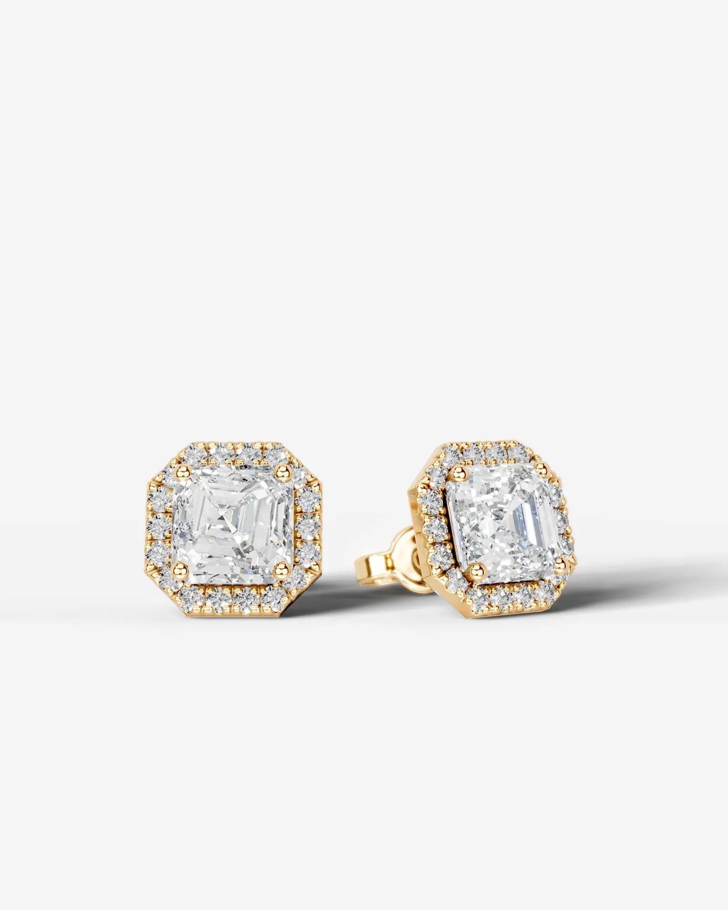 Ophelia Lab Grown Diamond Earrings Square Radiant - Yellow Gold