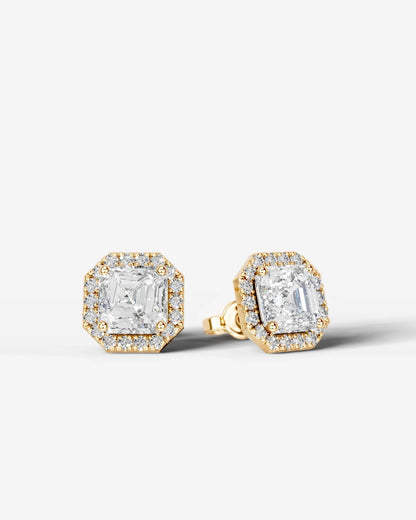 Ophelia Lab Grown Diamond Earrings Square Radiant - Yellow Gold