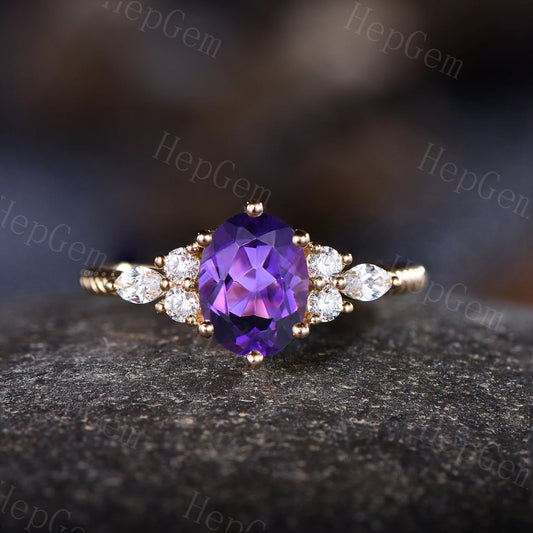 Oval Amethyst Engagement Ring