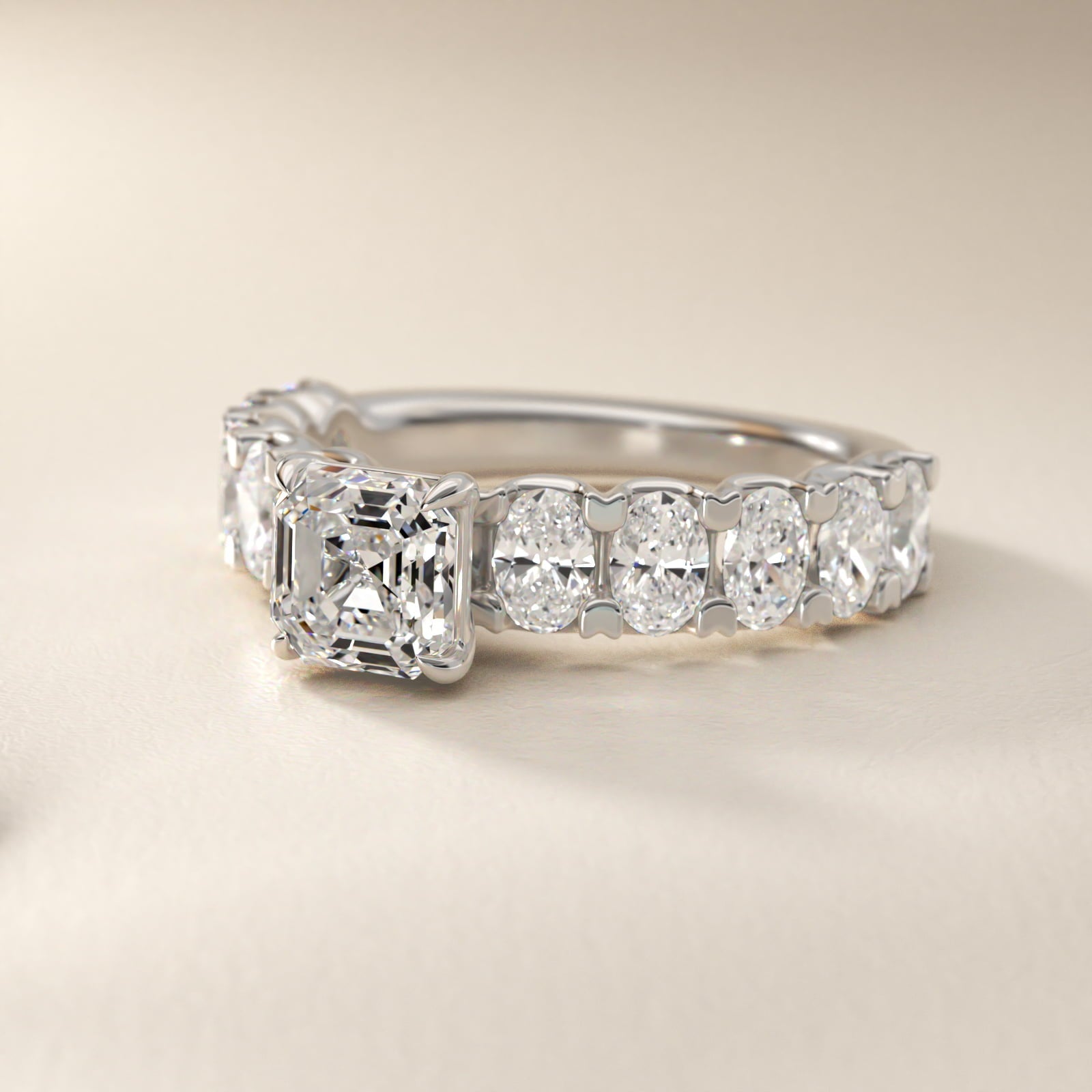 Oval-Cut Diamond Engagement Ring in 18k White Gold - Asscher Center