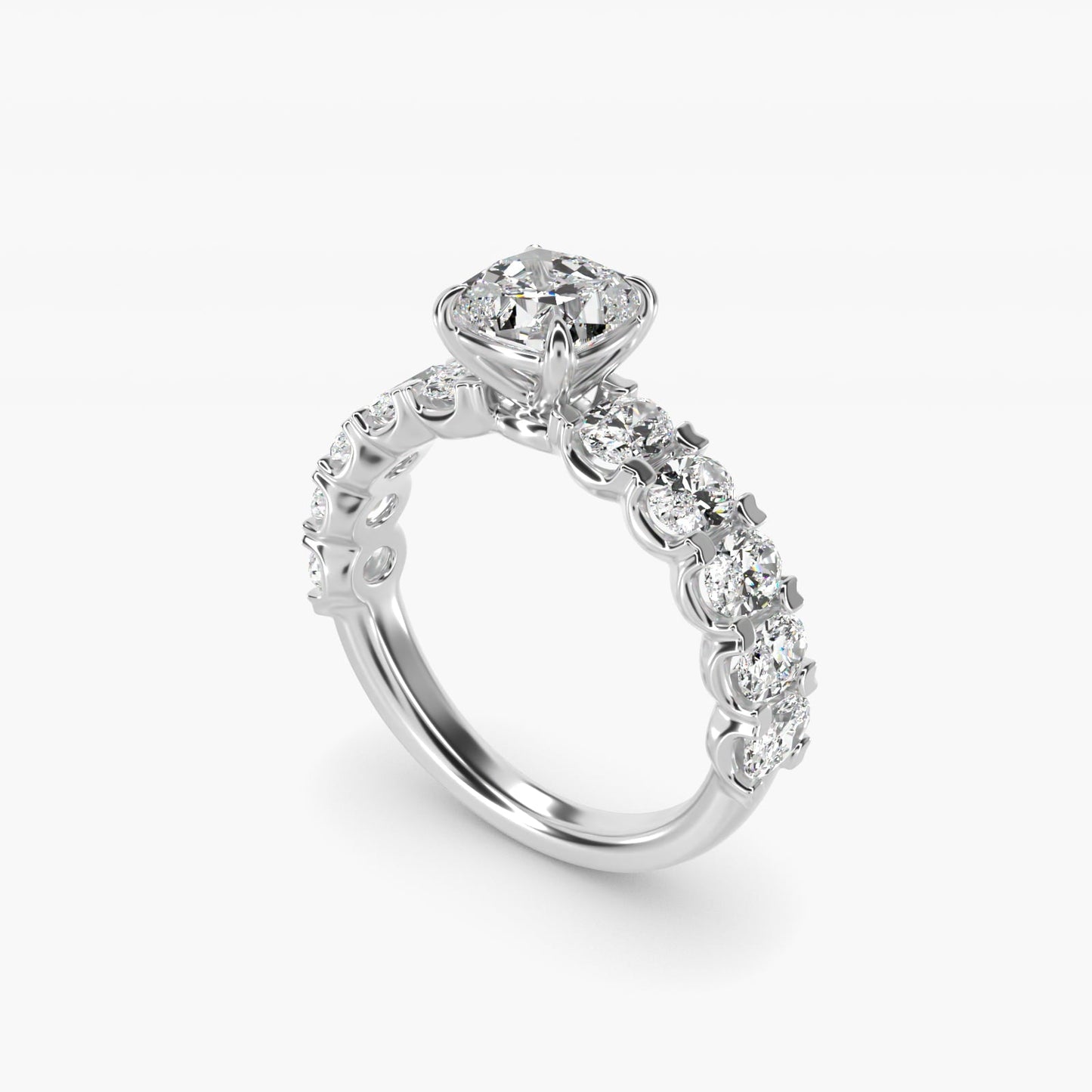 Oval-Cut Diamond Engagement Ring in Platinum - Cushion Center