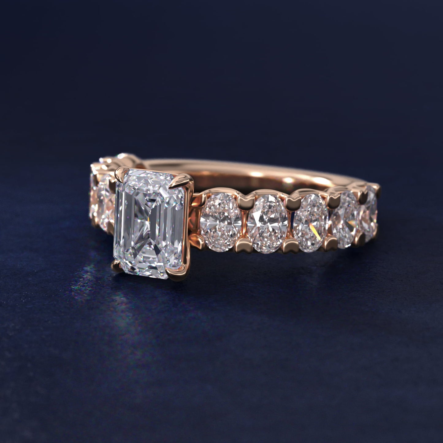 Oval-Cut Diamond Engagement Ring in 14k Rose Gold - Emerald Center
