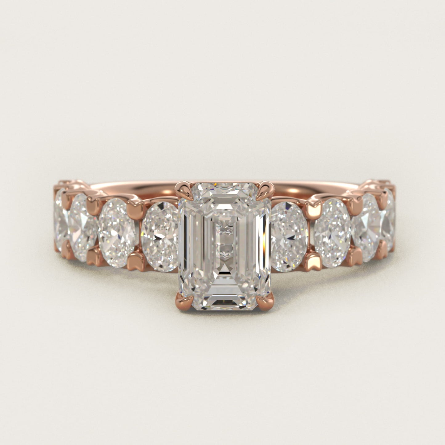 Oval-Cut Diamond Engagement Ring in 14k Rose Gold - Emerald Center