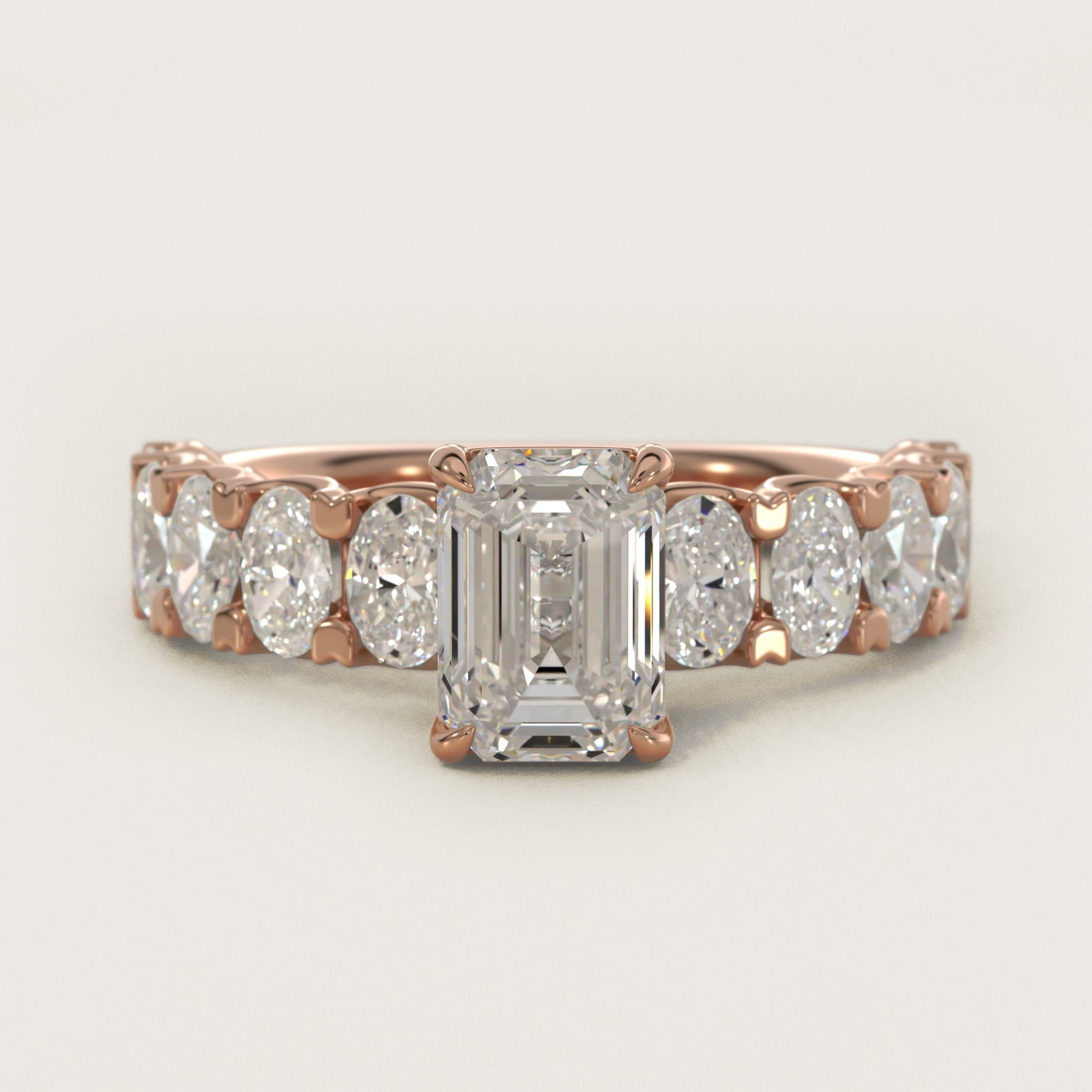 Oval-Cut Diamond Engagement Ring in 18k Rose Gold - Emerald Center