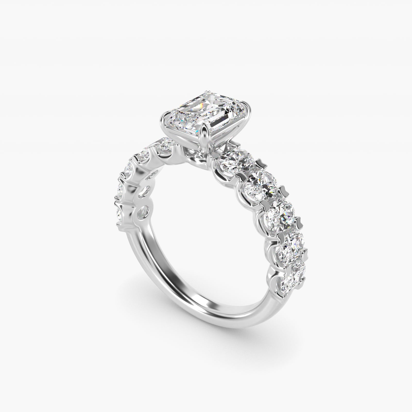 Oval-Cut Diamond Engagement Ring in 14k White Gold - Emerald Center