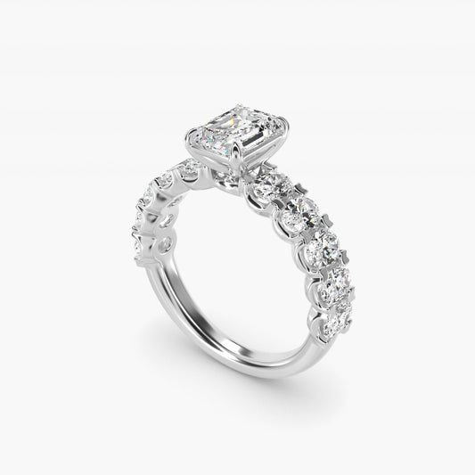 Oval-Cut Diamond Engagement Ring in 14k White Gold - Emerald Center