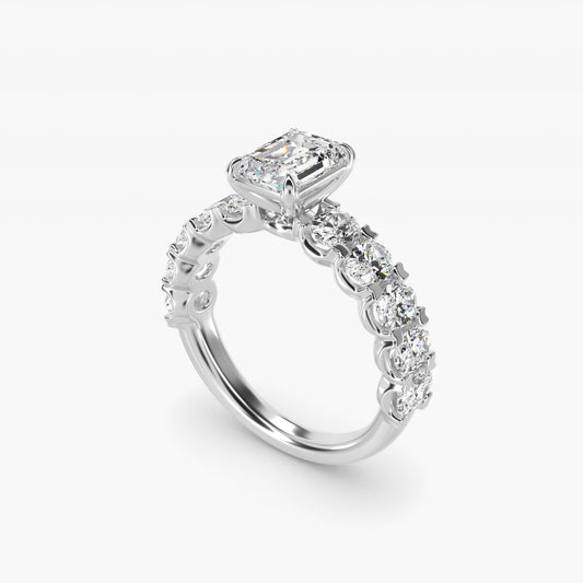 Oval-Cut Diamond Engagement Ring in 18k White Gold - Emerald Center
