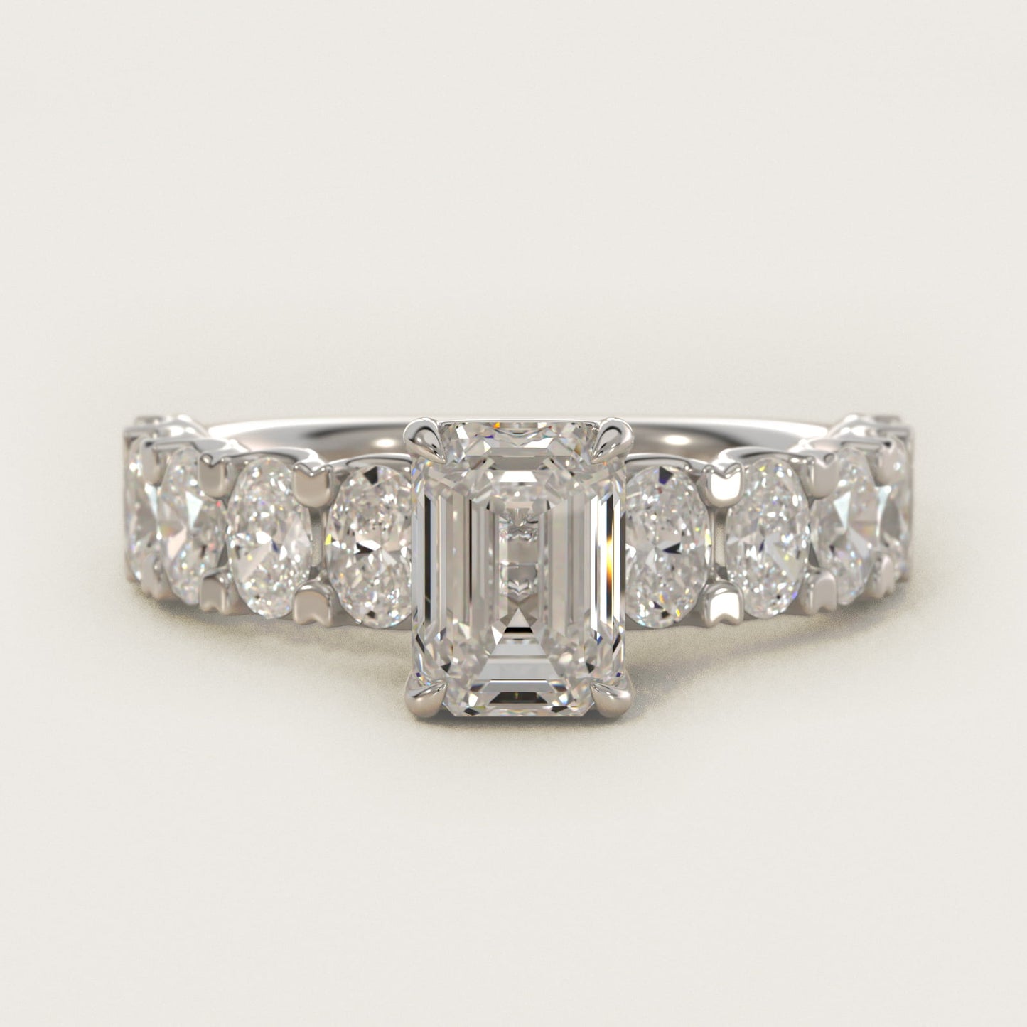 Oval-Cut Diamond Engagement Ring in 14k White Gold - Emerald Center