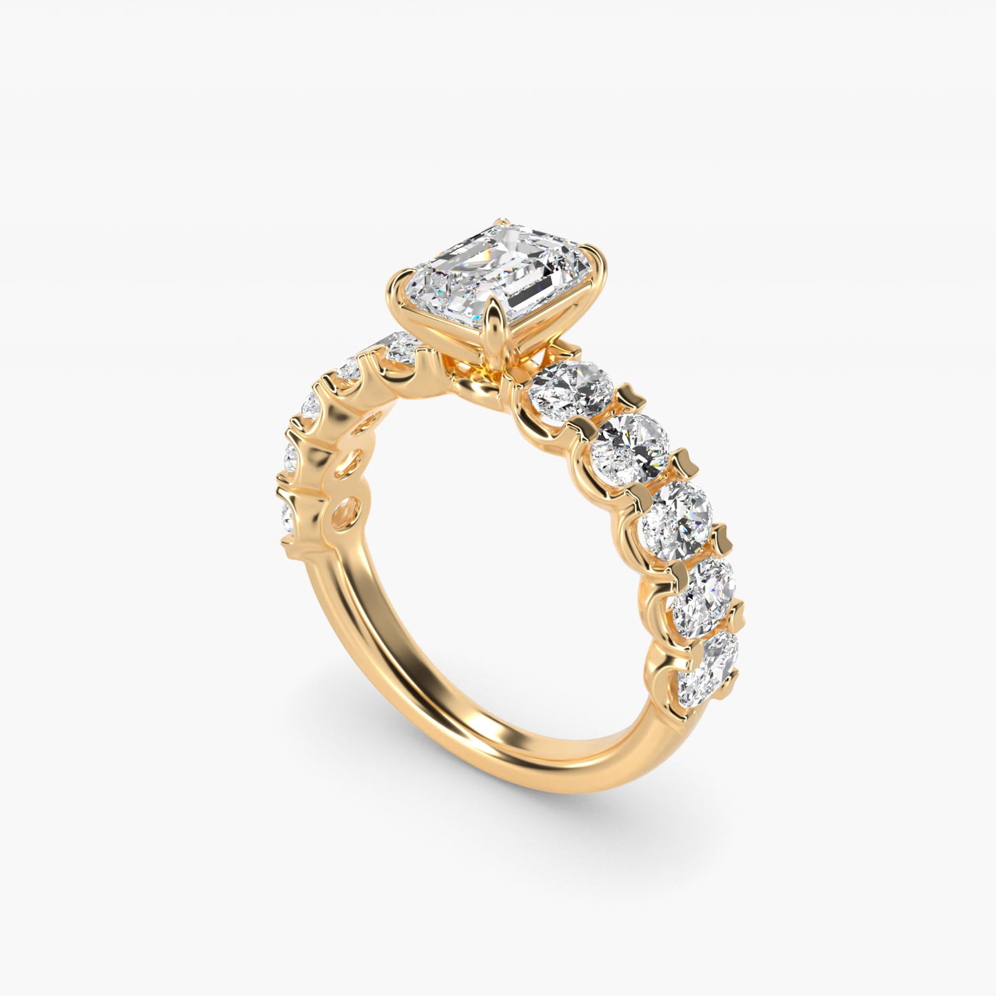Oval-Cut Diamond Engagement Ring in 14k Yellow Gold - Emerald Center