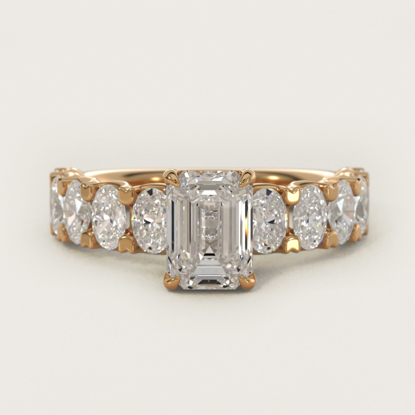 Oval-Cut Diamond Engagement Ring in 14k Yellow Gold - Emerald Center
