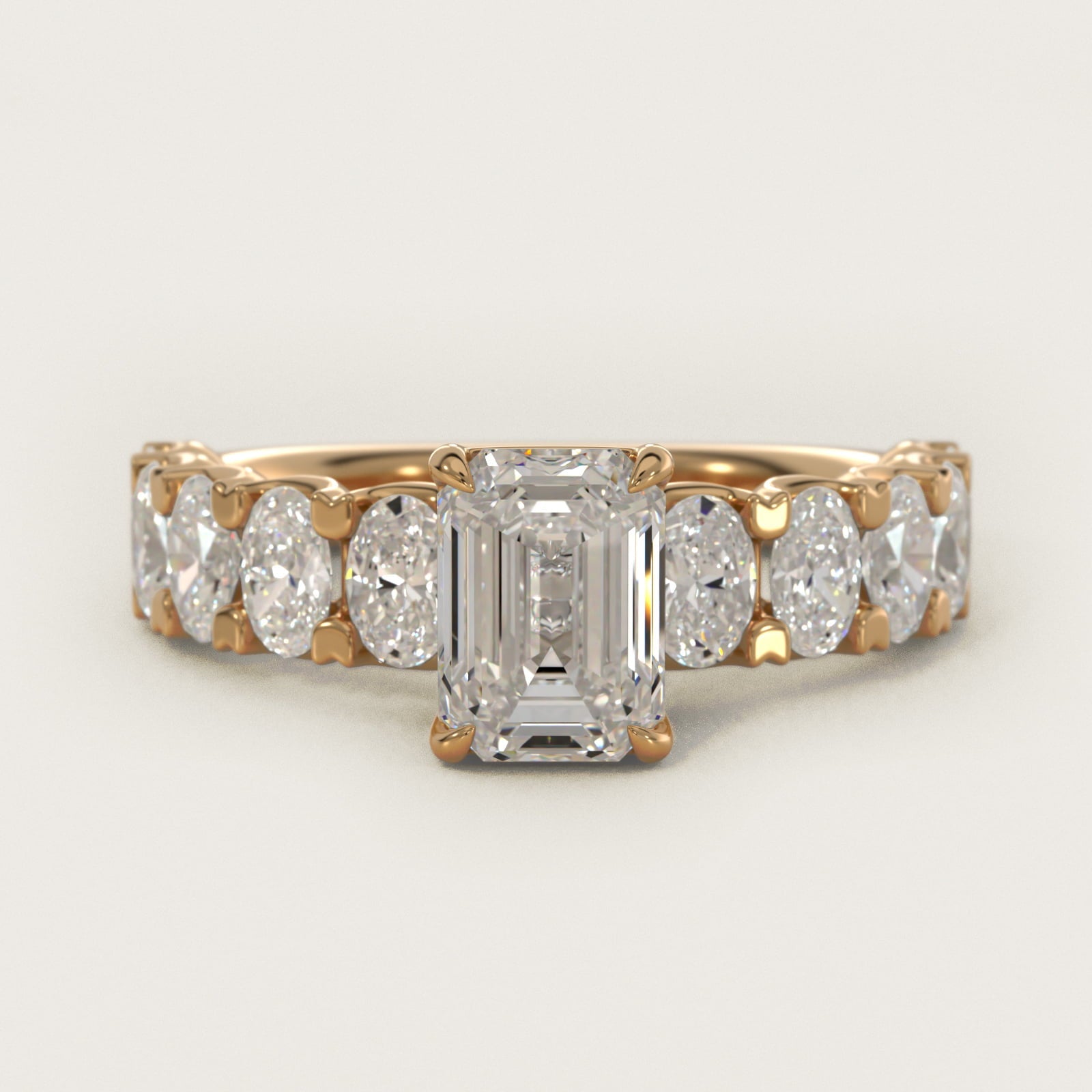 Oval-Cut Diamond Engagement Ring in 18k Yellow Gold - Emerald Center