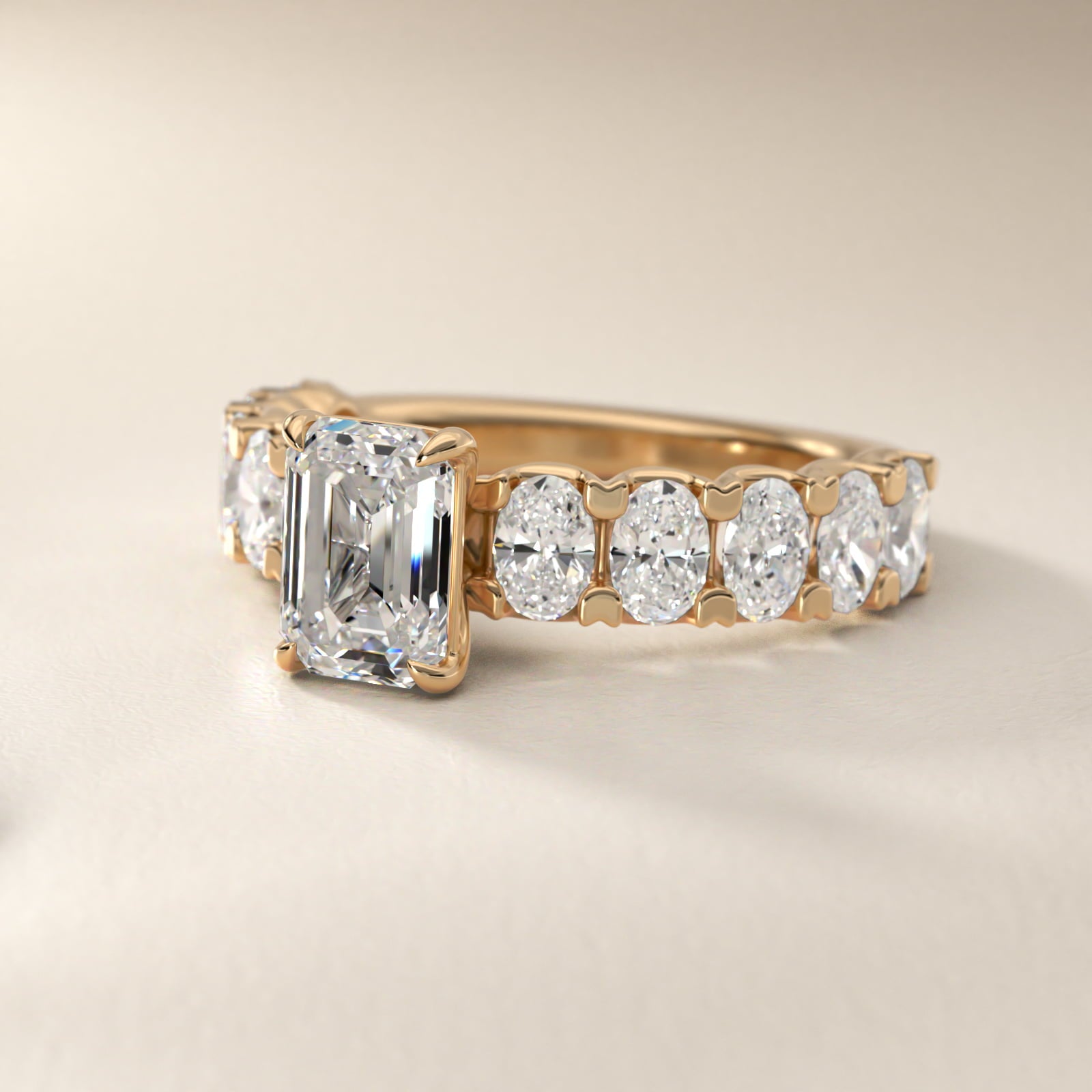 Oval-Cut Diamond Engagement Ring in 14k Yellow Gold - Emerald Center