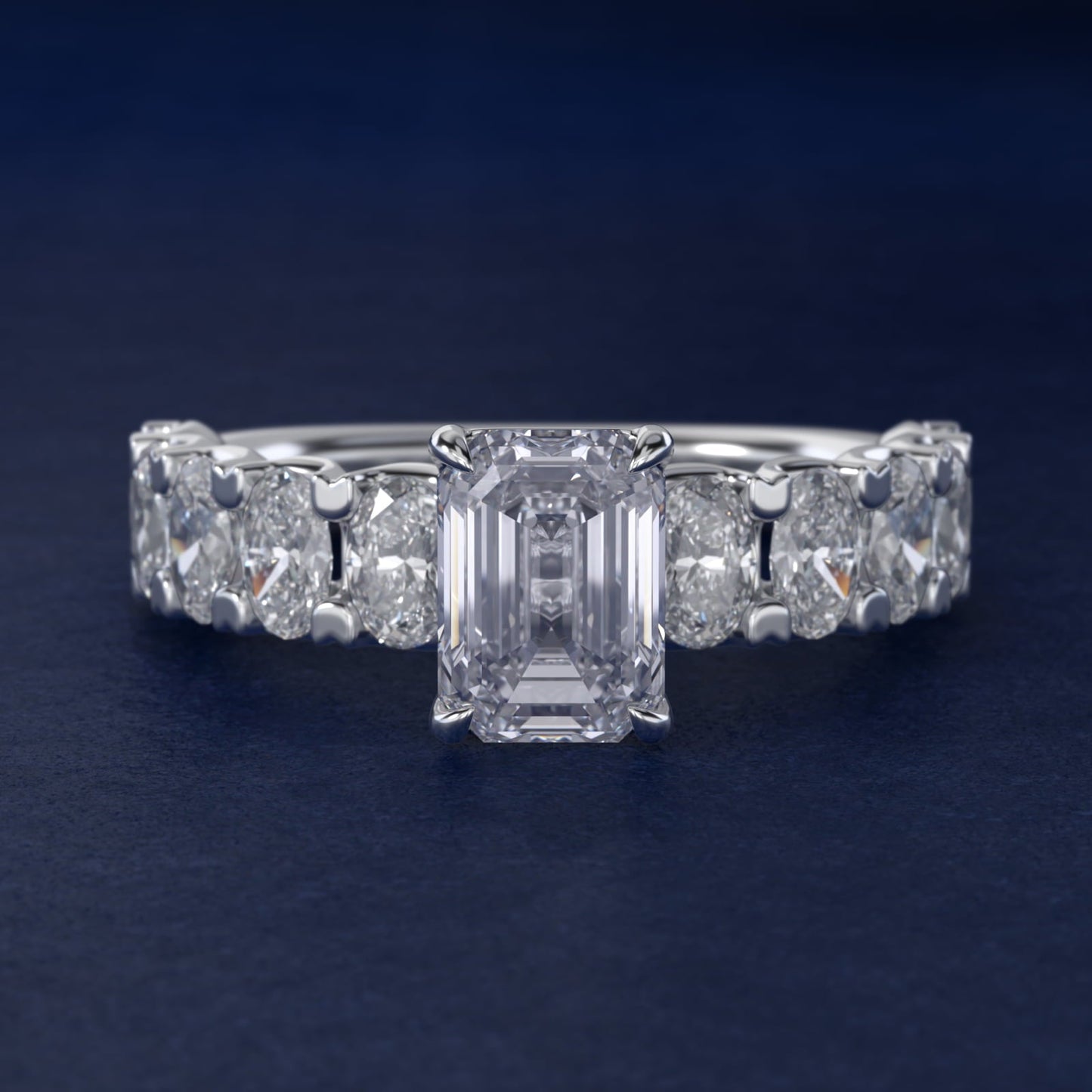 Oval-Cut Diamond Engagement Ring in Platinum - Emerald Center