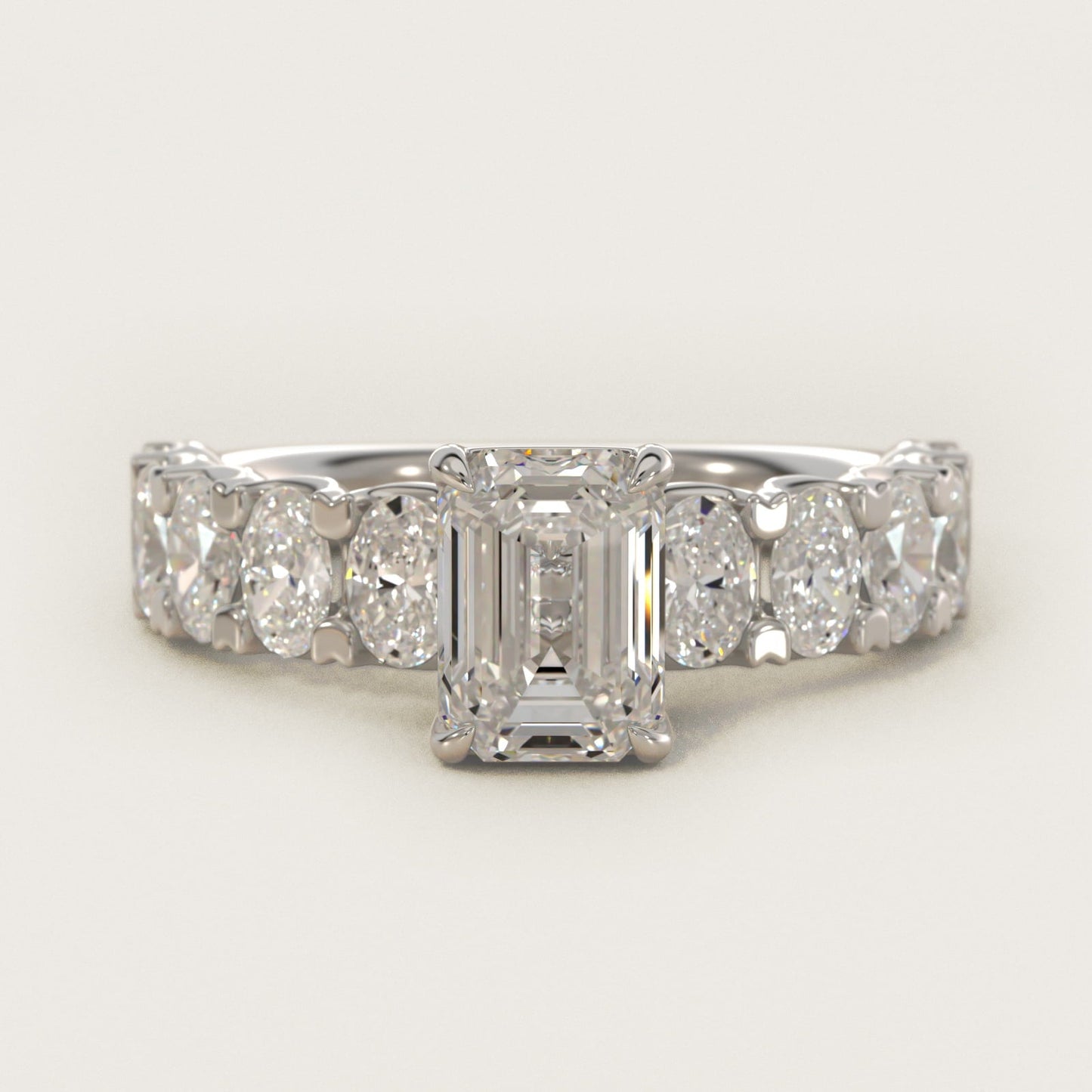 Oval-Cut Diamond Engagement Ring in Platinum - Emerald Center