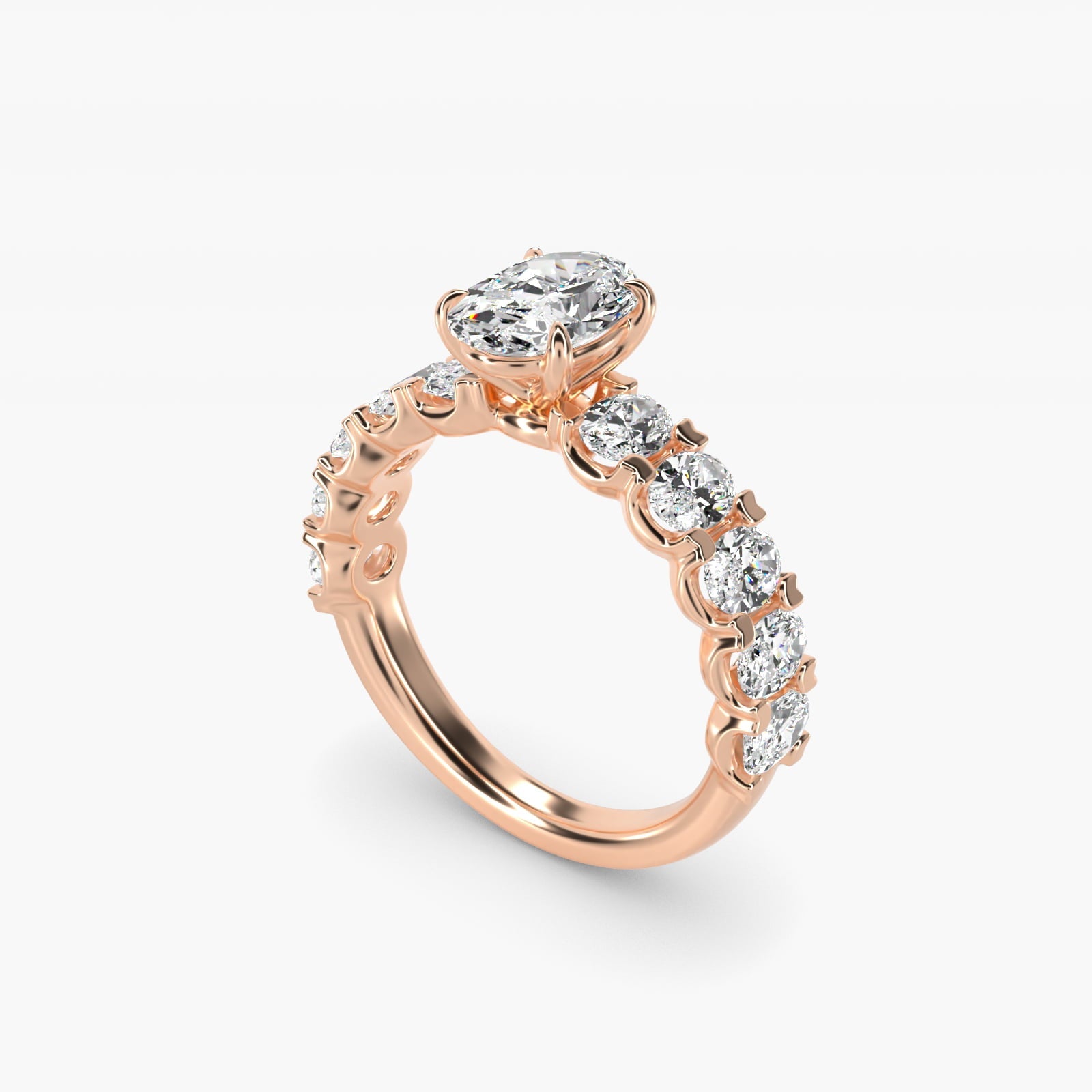 Oval-Cut Diamond Engagement Ring in 18k Rose Gold - Oval Center
