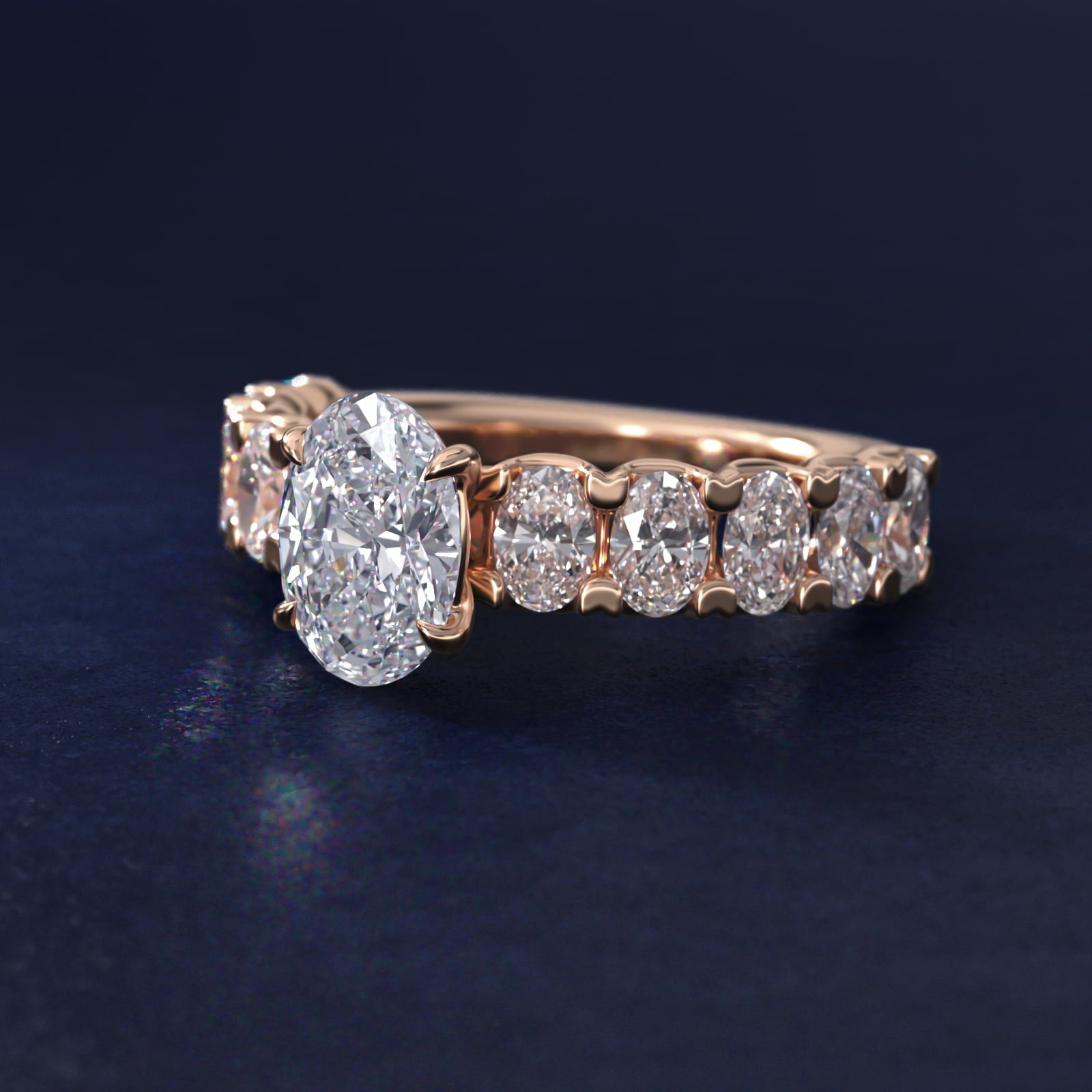 Oval-Cut Diamond Engagement Ring in 14k Rose Gold - Oval Center