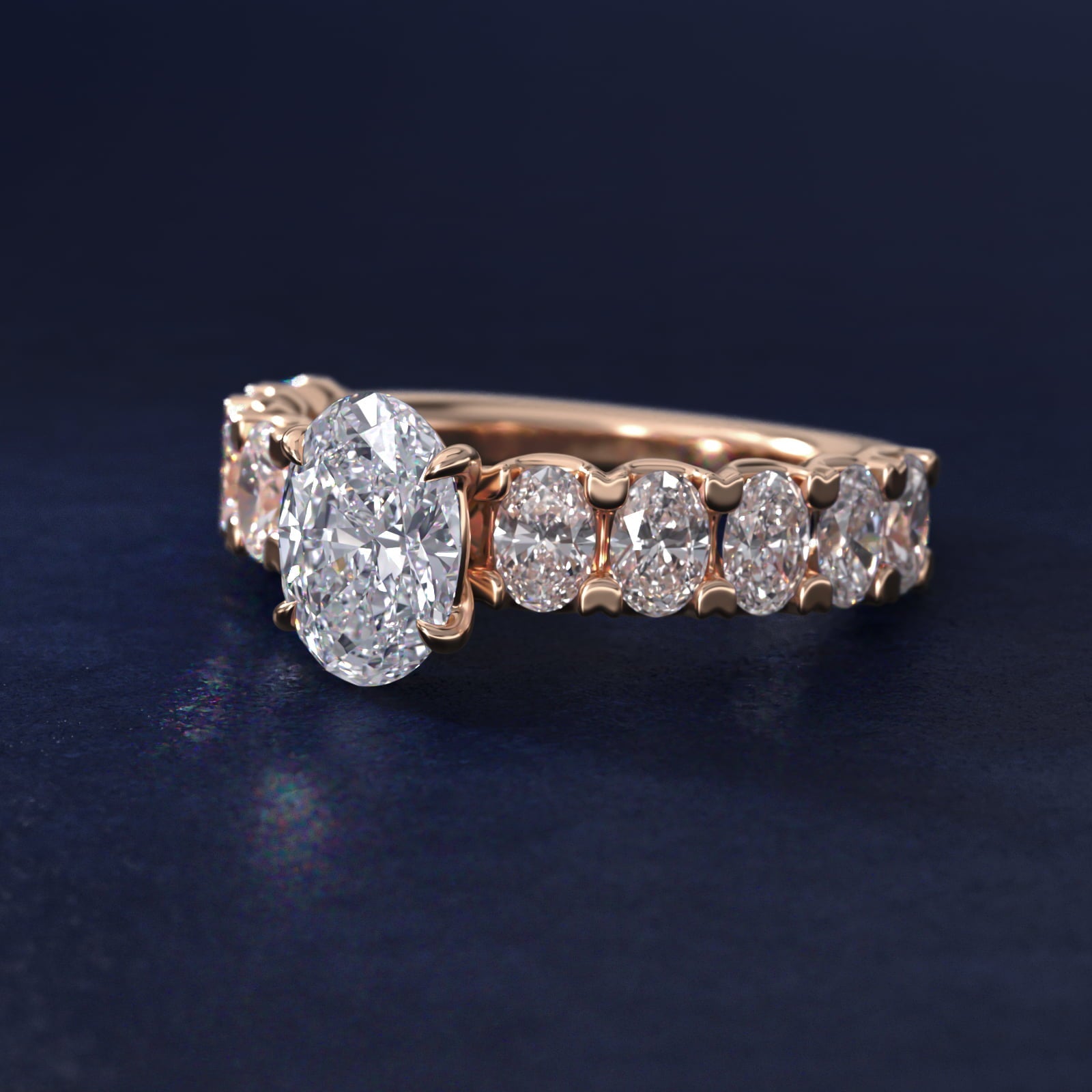 Oval-Cut Diamond Engagement Ring in 18k Rose Gold - Oval Center