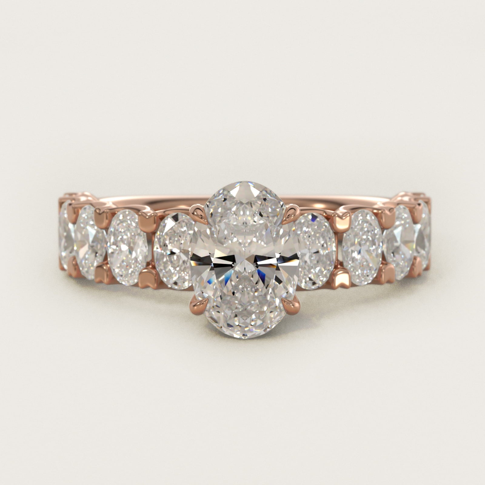 Oval-Cut Diamond Engagement Ring in 14k Rose Gold - Oval Center