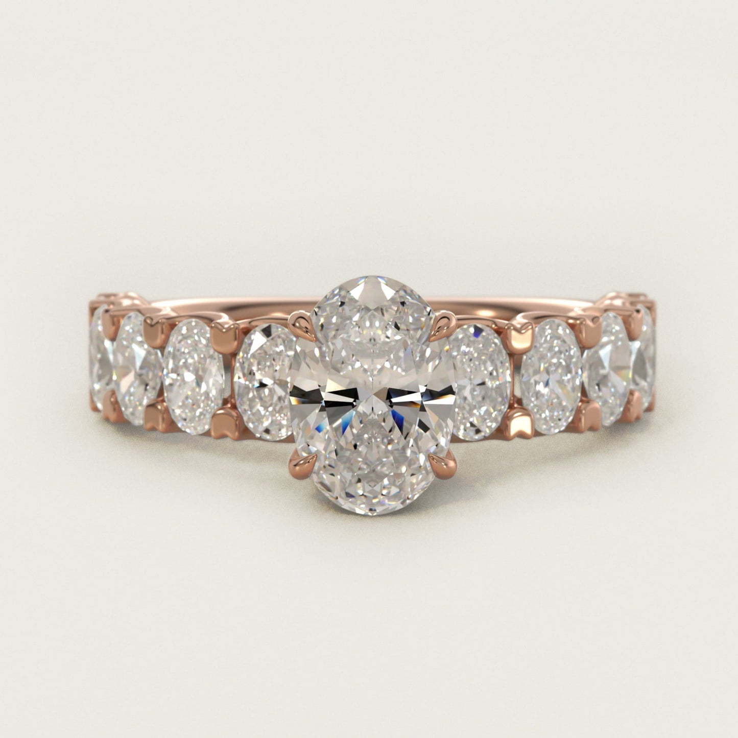 Oval-Cut Diamond Engagement Ring in 18k Rose Gold - Oval Center