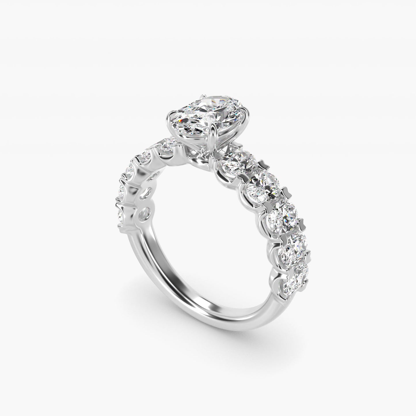 Oval-Cut Diamond Engagement Ring in 14k White Gold - Oval Center