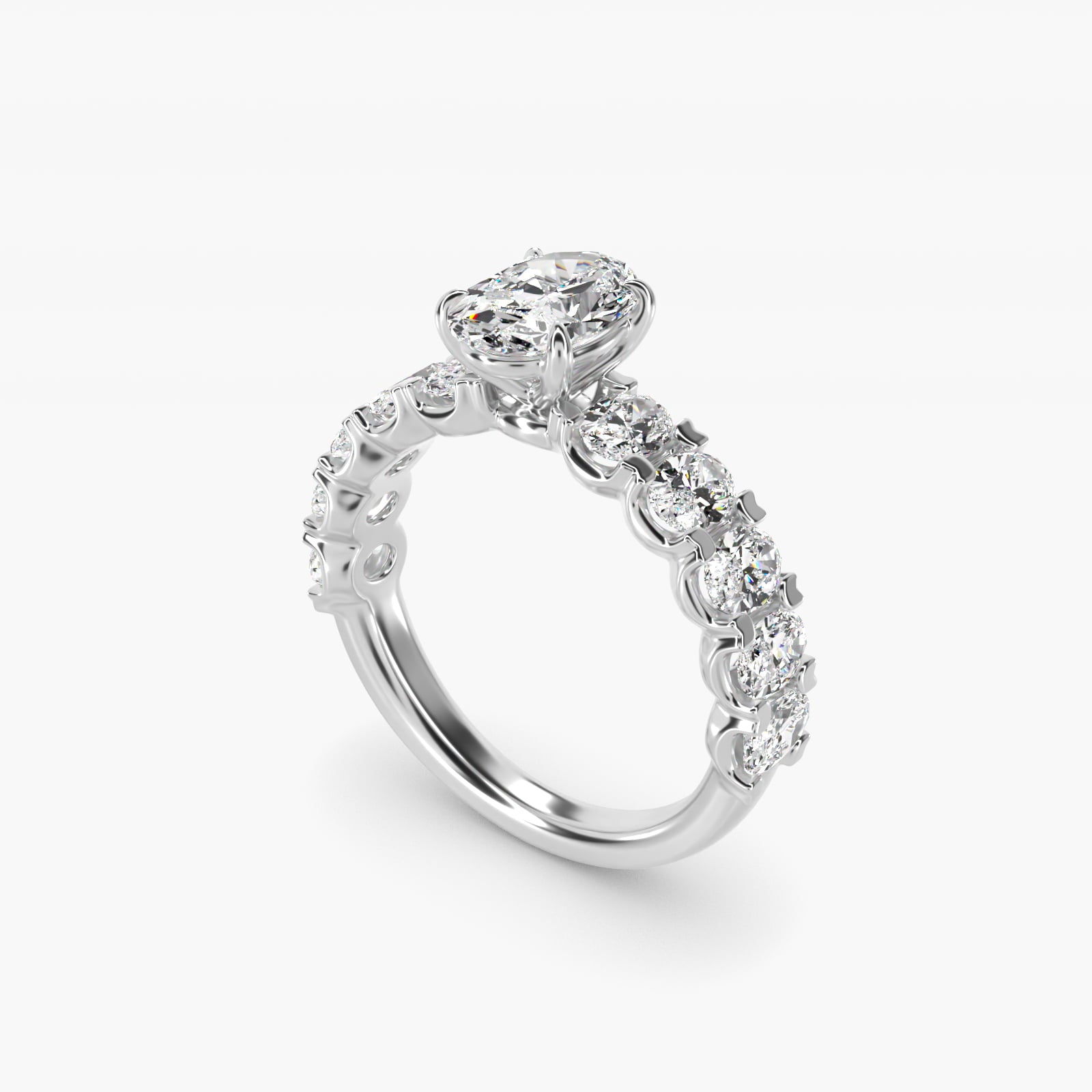Oval-Cut Diamond Engagement Ring in 14k White Gold - Oval Center