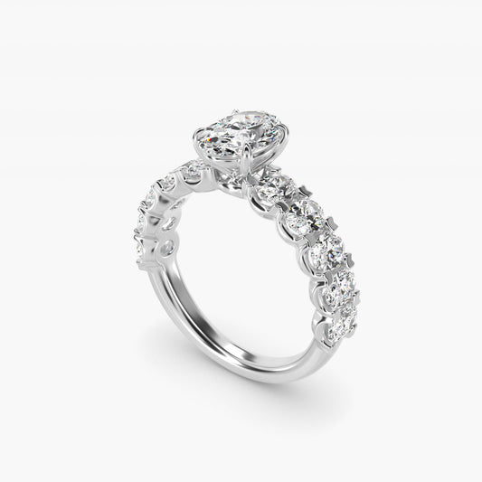 Oval-Cut Diamond Engagement Ring in 14k White Gold - Oval Center