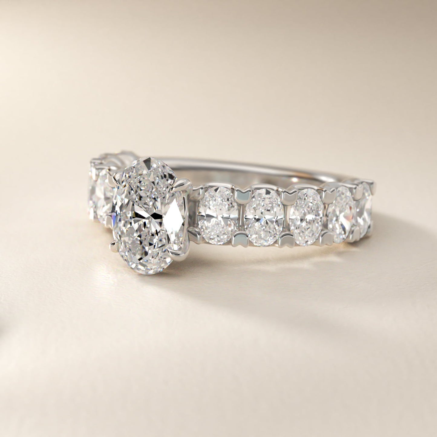 Oval-Cut Diamond Engagement Ring in 14k White Gold - Oval Center