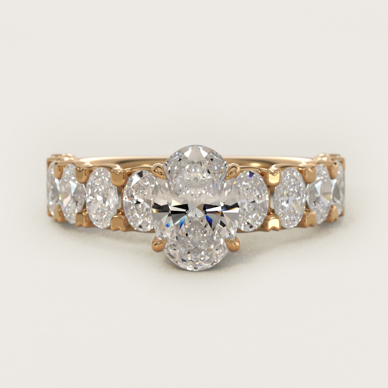 Oval-Cut Diamond Engagement Ring in 18k Yellow Gold - Oval Center