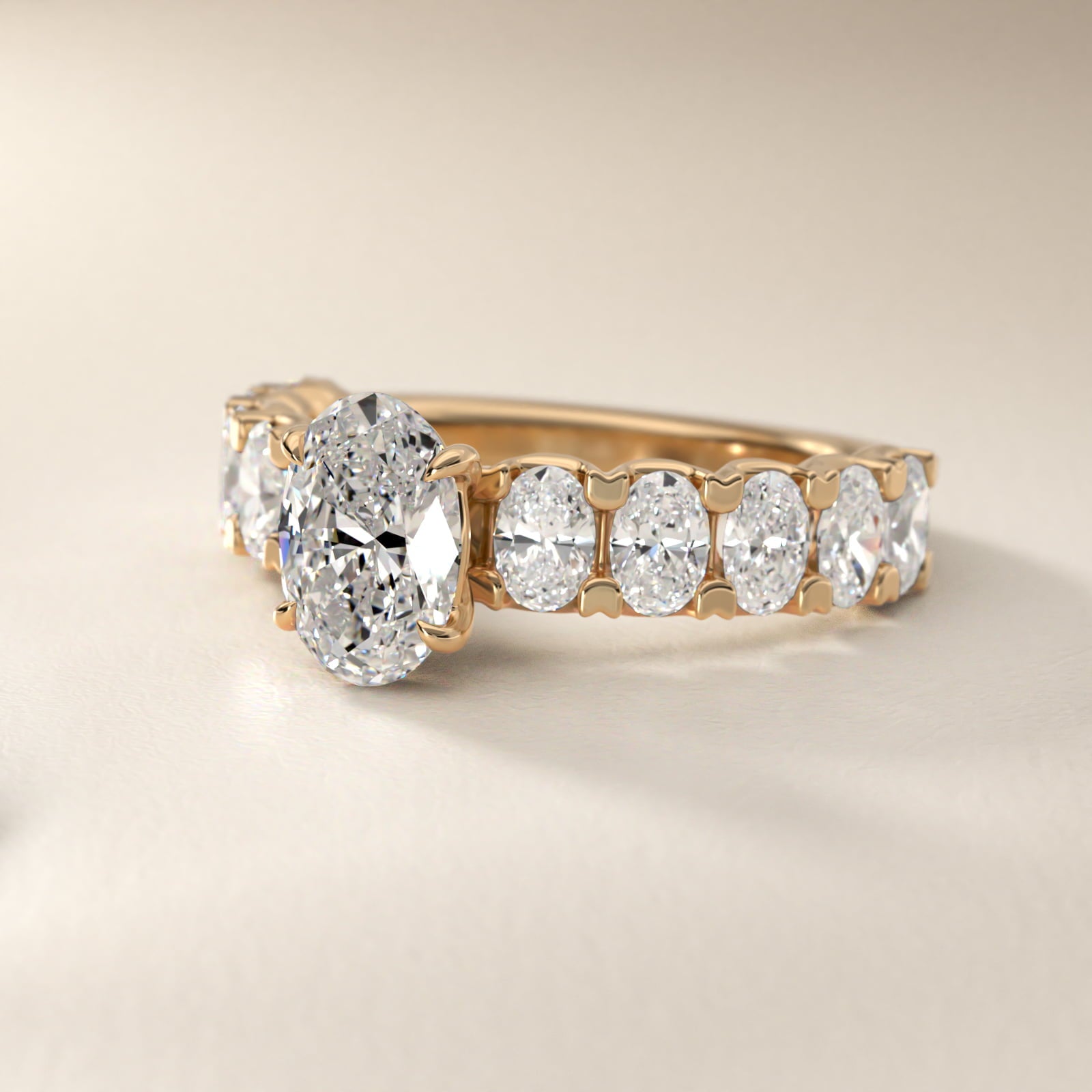 Oval-Cut Diamond Engagement Ring in 14k Yellow Gold - Oval Center