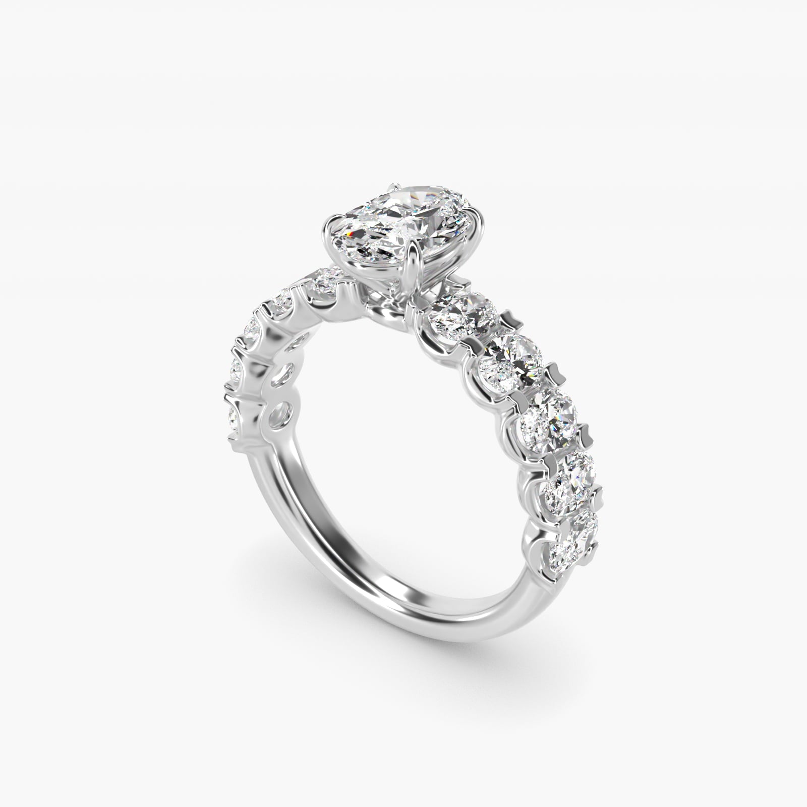 Oval-Cut Diamond Engagement Ring in Platinum - Oval Center