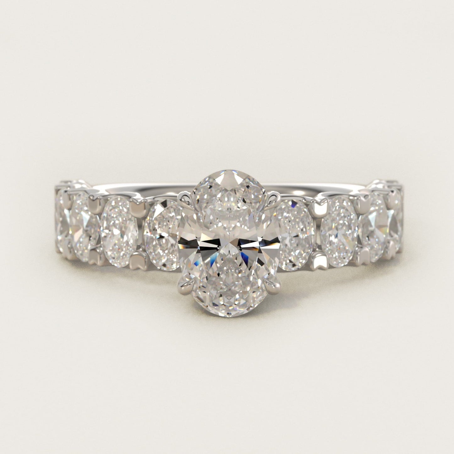 Oval-Cut Diamond Engagement Ring in Platinum - Oval Center