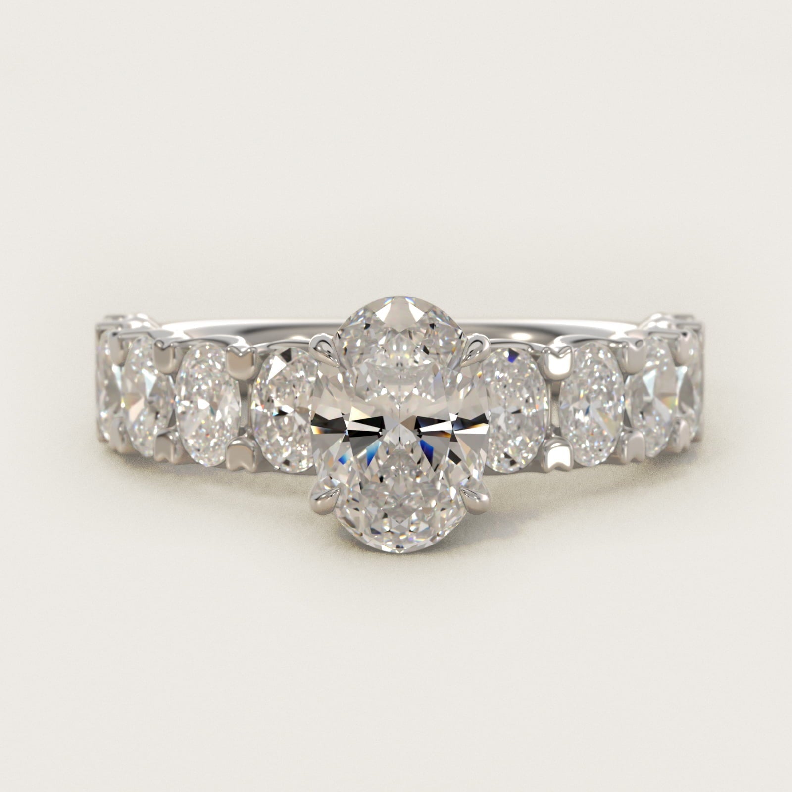 Oval-Cut Diamond Engagement Ring in Platinum - Oval Center