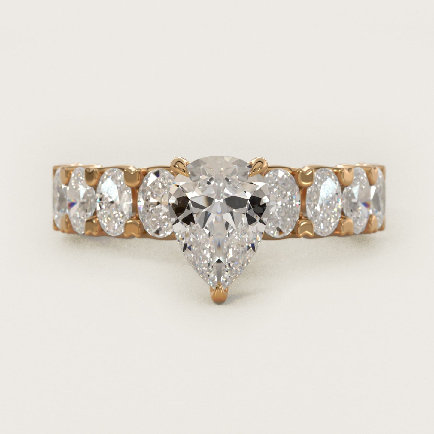 Oval-Cut Diamond Engagement Ring in 14k Yellow Gold - Pear Center
